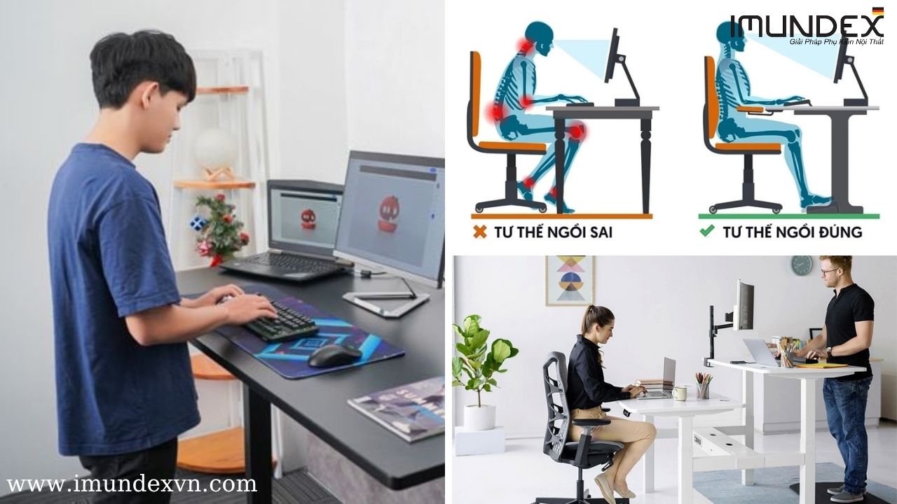 Bàn nâng hạ có thể điều chỉnh chiều cao linh hoạt, phù hợp với mọi người dùng