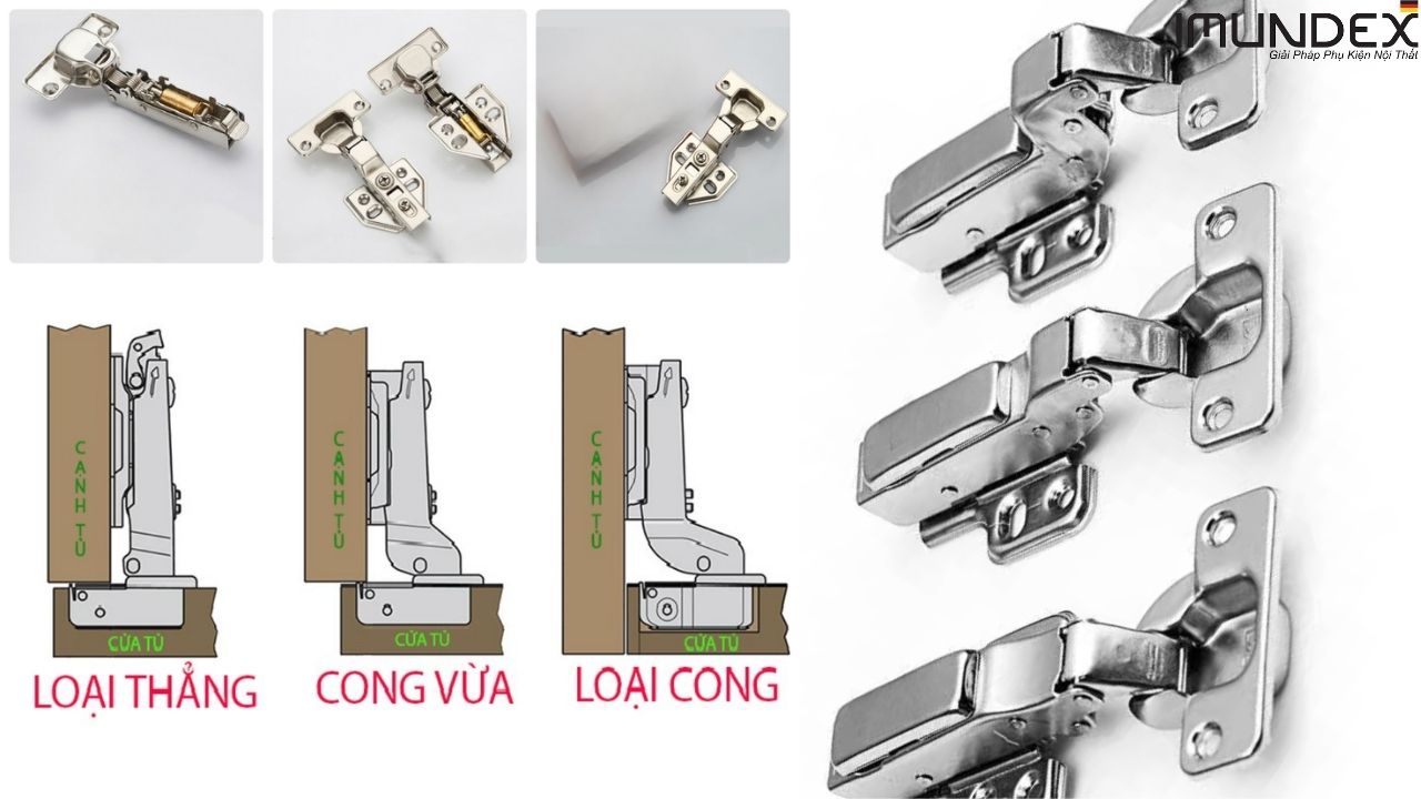 Các Loại Bản Lề Giảm Chấn Thép Theo Kiểu Lắp Đặt