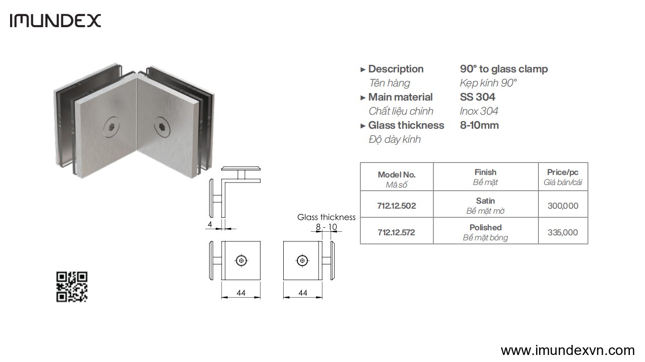 Kẹp kính 90 độ Imundex