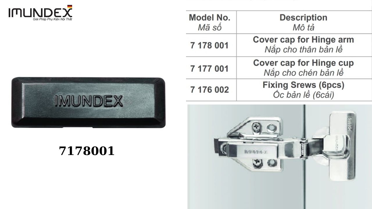 Nắp Cho Thân Bản Lề Cài Giảm Chấn Thép Imundex 7178001