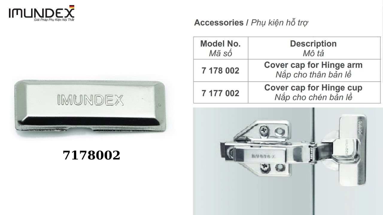 Nắp Cho Thân Bản Lề Cài Giảm Chấn Thép Imundex 7178002