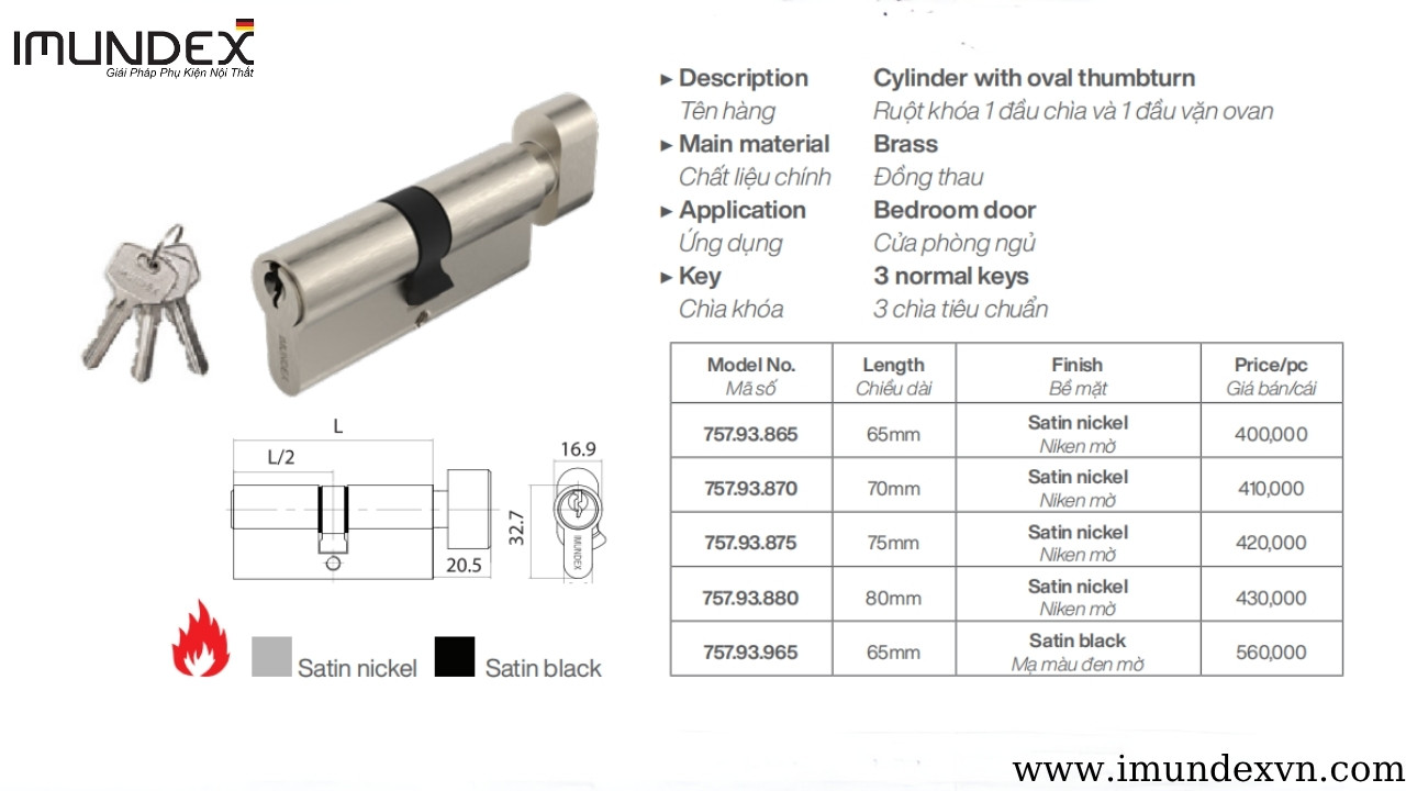 Ruột khóa cửa mẫu 6