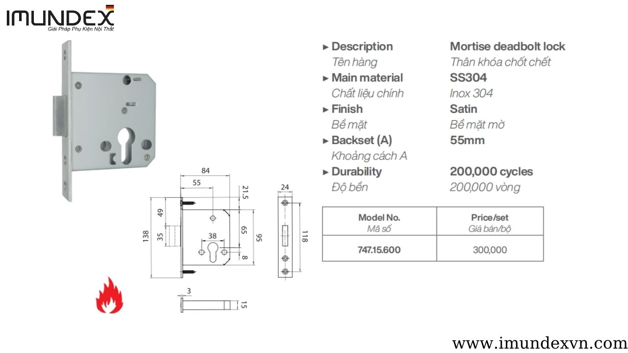 Thân khóa cửa mẫu 5