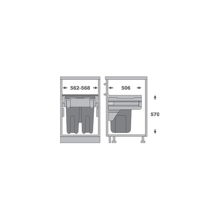 Thông Số Kỹ Thuật Bộ Thùng Rác Cánh Kéo 600mm Imundex 7805804