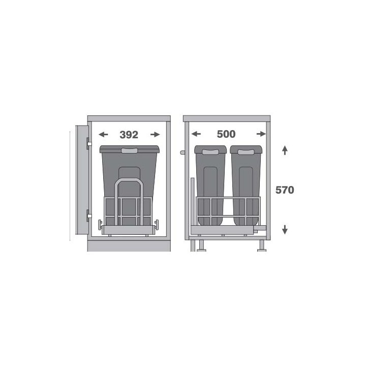 Thông Số Kỹ Thuật Bộ Thùng Rác Cho Tủ 450mm Imundex 7805803