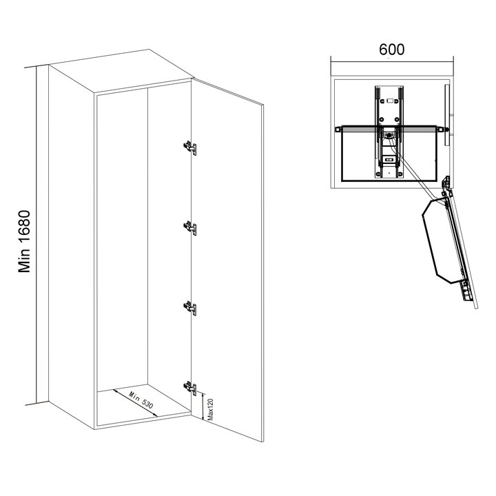 Thông Số Kỹ Thuật Kệ Đồ Khô Cánh Mở 5 Tầng Có Giảm Chấn Imundex 7801706