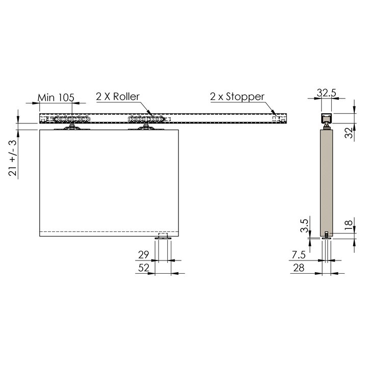 Thông số kỹ thuật bộ phụ kiện cửa trượt gỗ 120kg Imundex 710.12.300