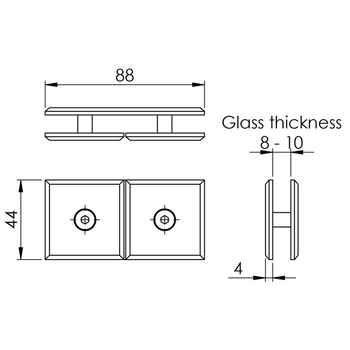 Thông số kỹ thuật kẹp kính 180 độ Imundex 712.12.573