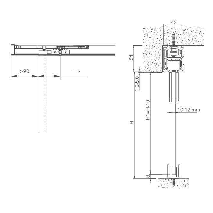 Thông số kỹ thuật phụ kiện cửa kính trượt Imundex 715.11.100