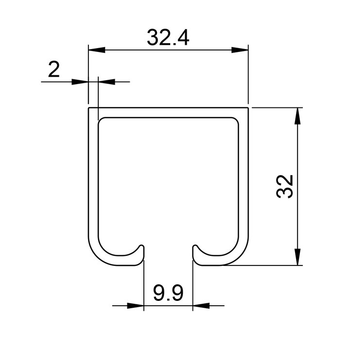 Thông số kỹ thuật ray trượt cho phụ kiện cửa trượt Imundex 710.12.999