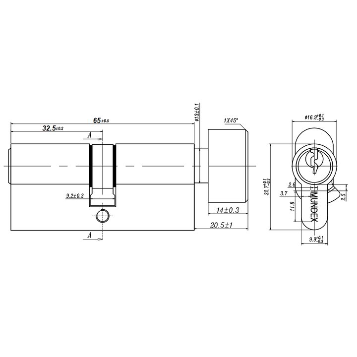 Thông số kỹ thuật ruột khóa Imundex 757.93.865