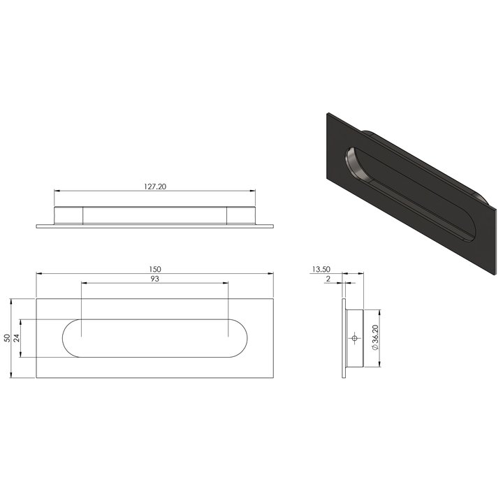 Thông số kỹ thuật tay nắm âm cho cửa trượt Imundex 709.18.381