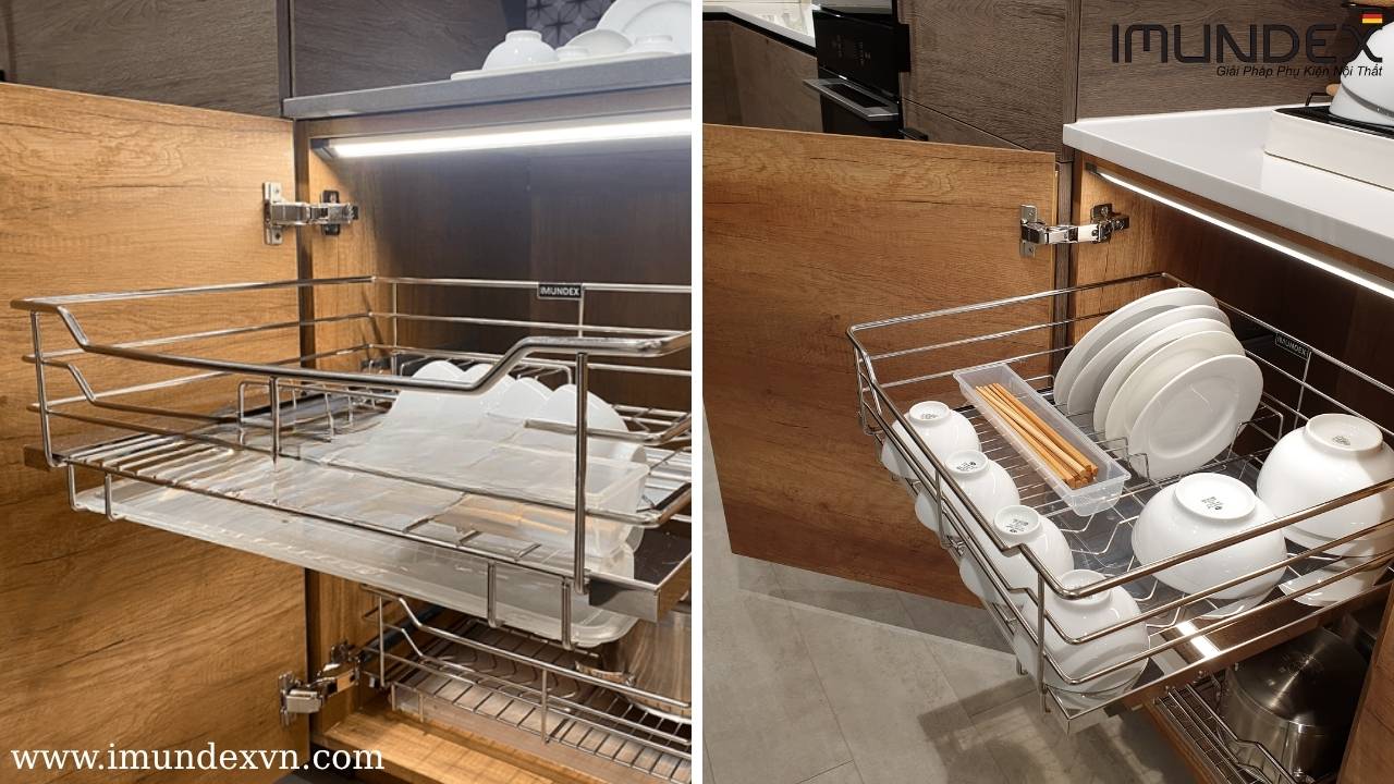 Rổ đựng chén dĩa 4 sides, cửa bản lề Imundex
