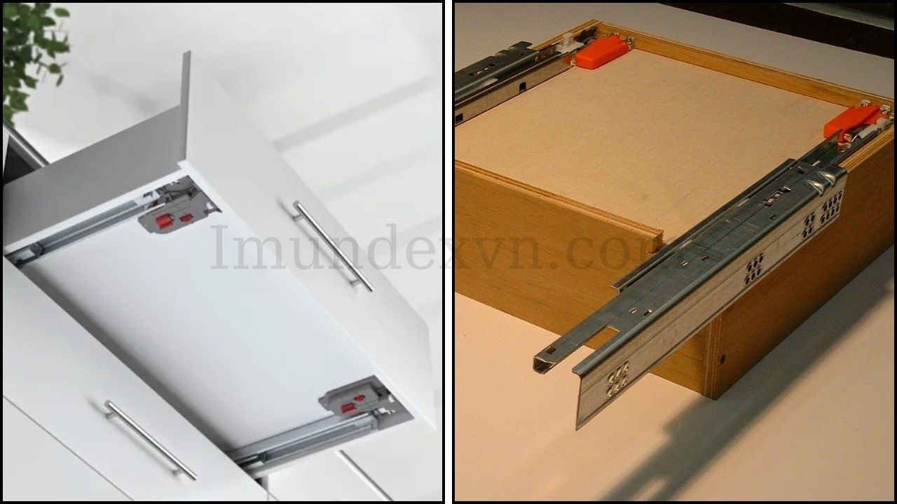 Cách tháo ngăn kéo sử dụng ray trượt âm