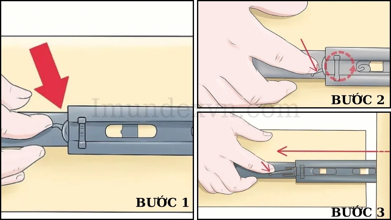 Cách tháo ngăn kéo sử dụng ray trượt bi