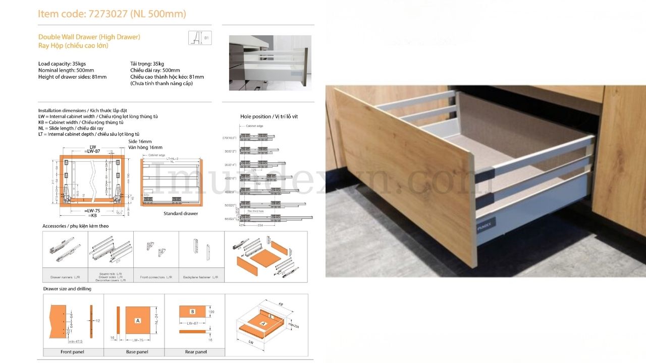 Ray hộp DWD-80 series (chiều cao lớn) Imundex 7273027