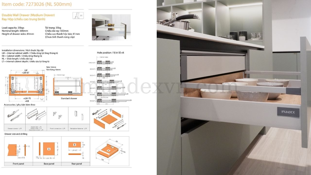 Ray hộp DWD-80 series (chiều cao trung bình) Imundex 7273026 