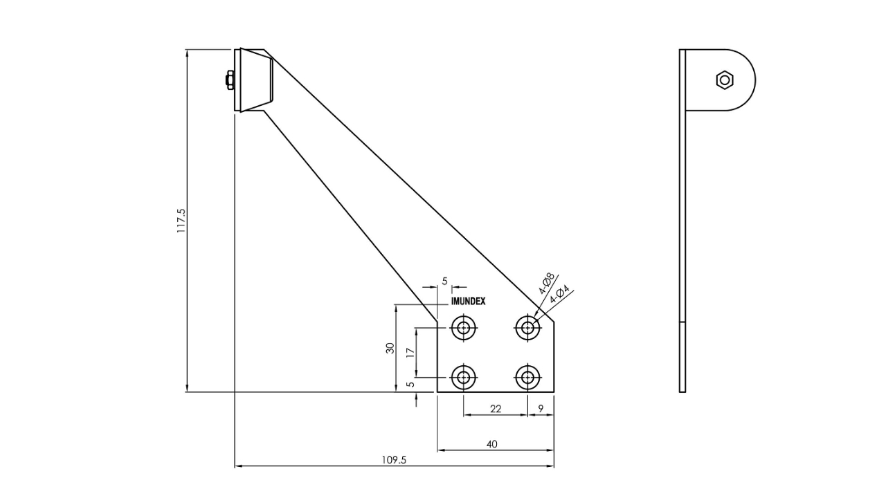 Thông Số Kỹ Thuật Chặn Cửa Gắn Trên Khung Inox 304 Imundex 709.11.505