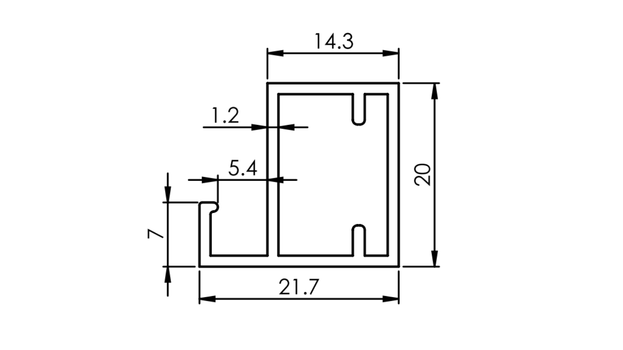 Thông Số Kỹ Thuật Khung Nhôm Cửa Kính Cho Tủ Quần Áo, Tủ Bếp 3000mm Imundex 7454007