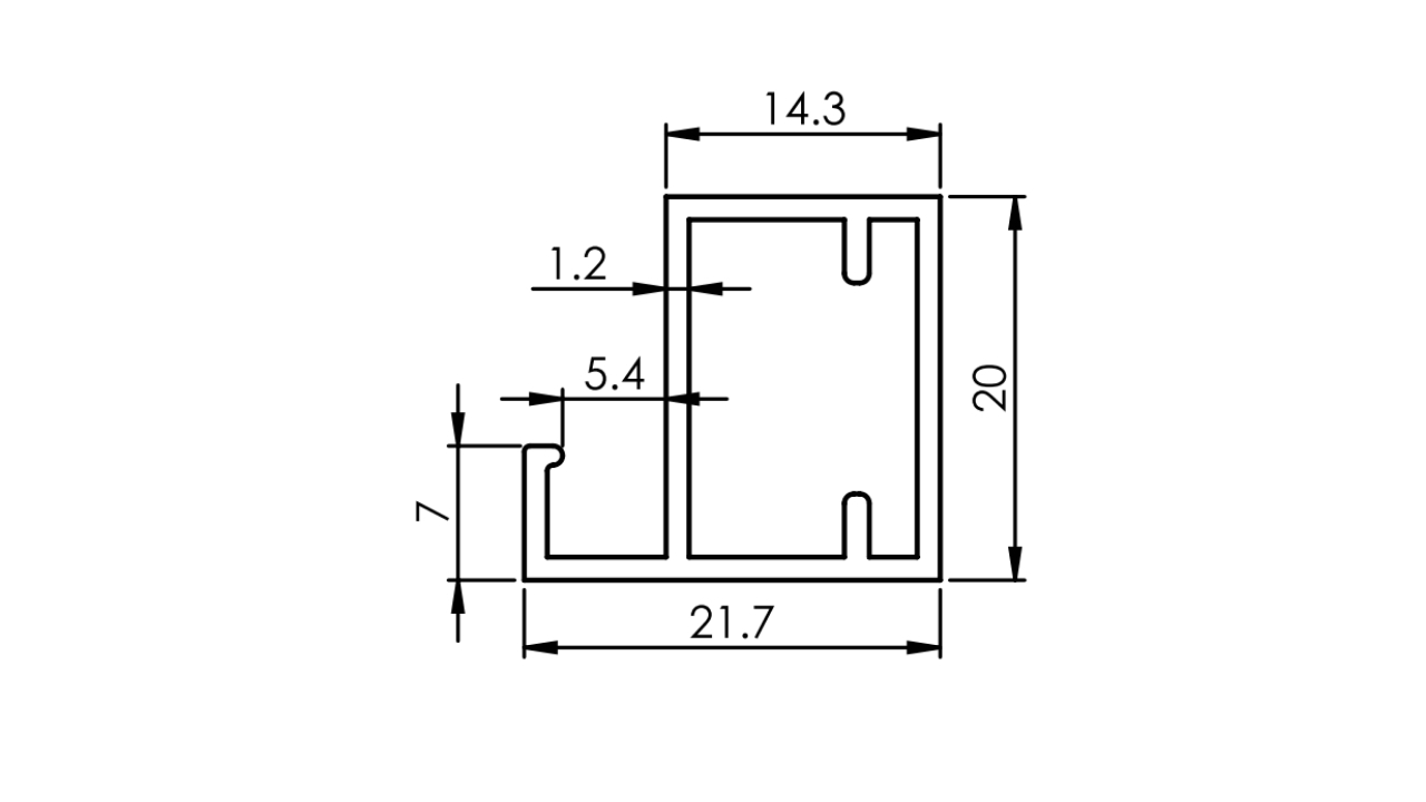 Thông Số Kỹ Thuật Khung Nhôm Cửa Kính Cho Tủ Quần Áo, Tủ Bếp 3000mm Imundex 7457007