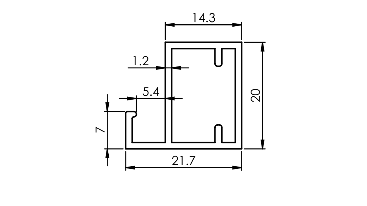 Thông Số Kỹ Thuật Khung Nhôm Cửa Kính Cho Tủ Quần Áo, Tủ Bếp 3000mm Imundex 7458007