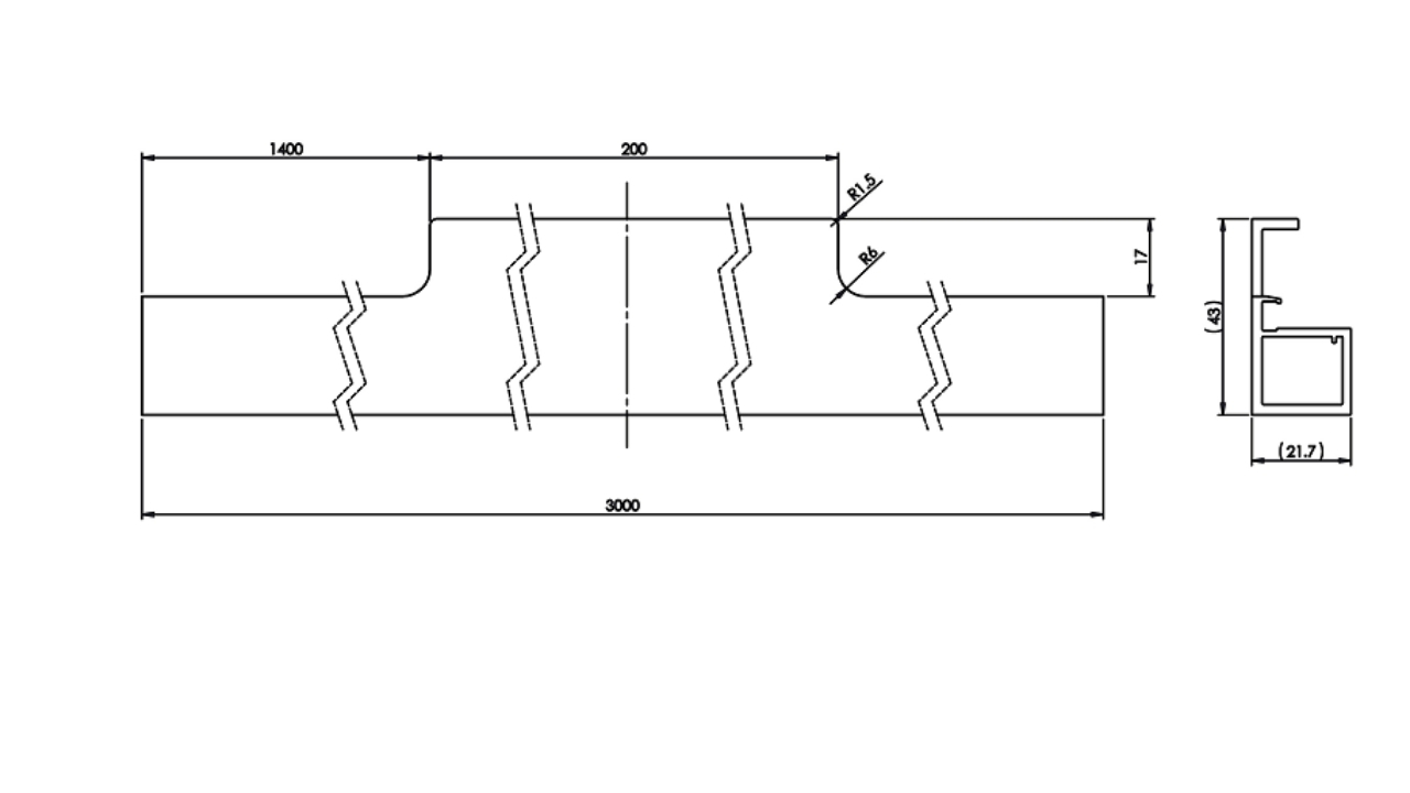 Thông Số Kỹ Thuật Khung Nhôm Cửa Kính Có Tay Nắm 3000mm Tủ Quần Áo, Tủ Bếp Imundex 7454011