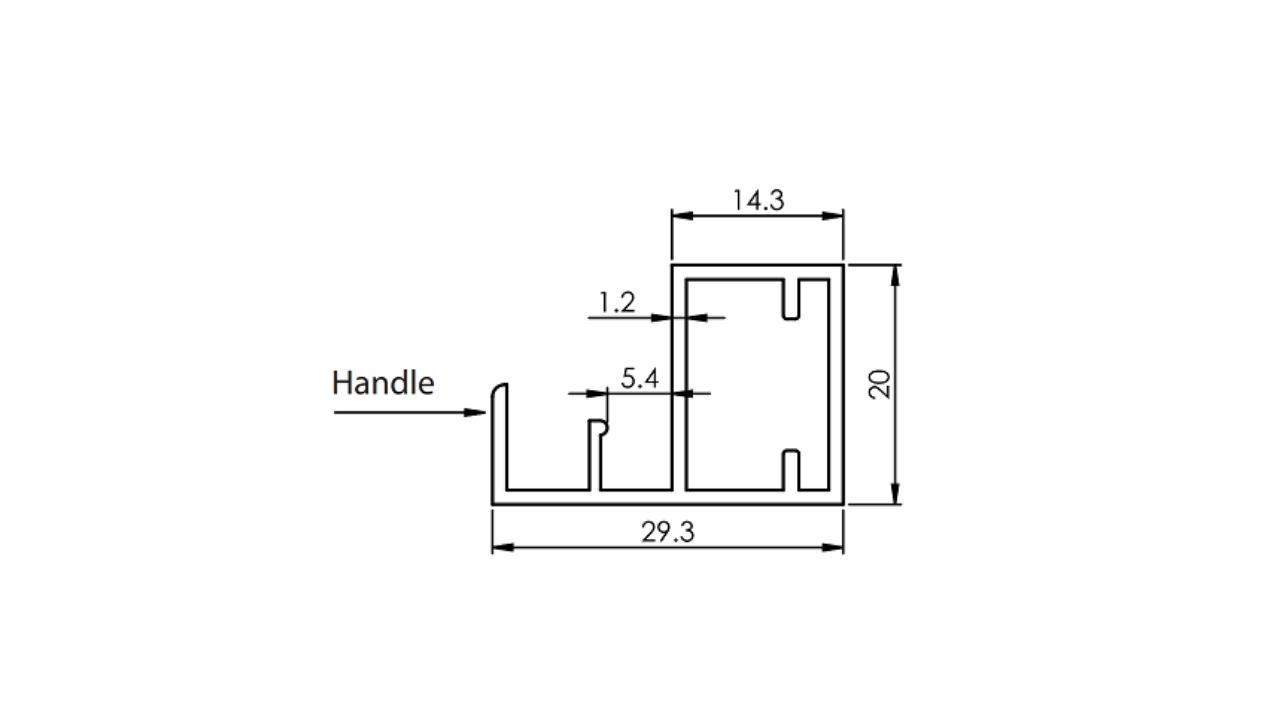 Thông Số Kỹ Thuật Khung Nhôm Cửa Kính Có Tay Nắm 3000mm Tủ Quần Áo, Tủ Bếp Imundex 7454012