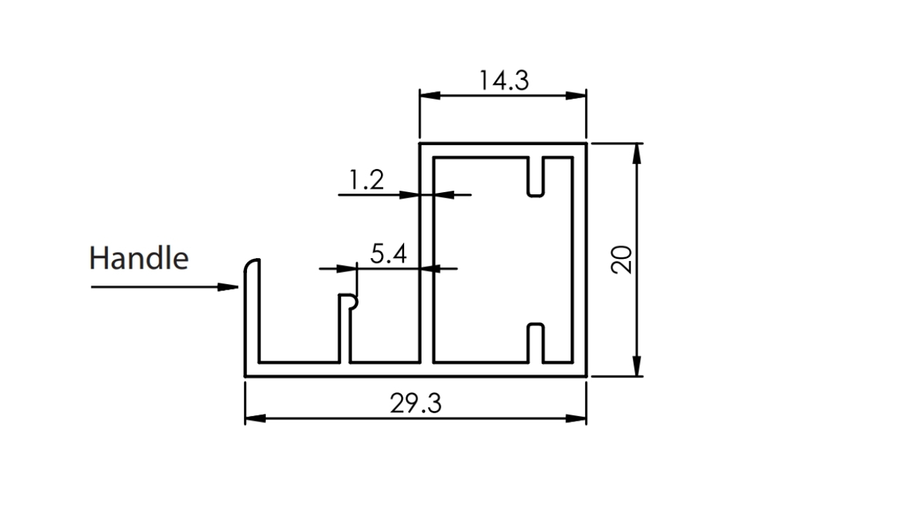 Thông Số Kỹ Thuật Khung Nhôm Cửa Kính Có Tay Nắm 3000mm Tủ Quần Áo, Tủ Bếp Imundex 7457012
