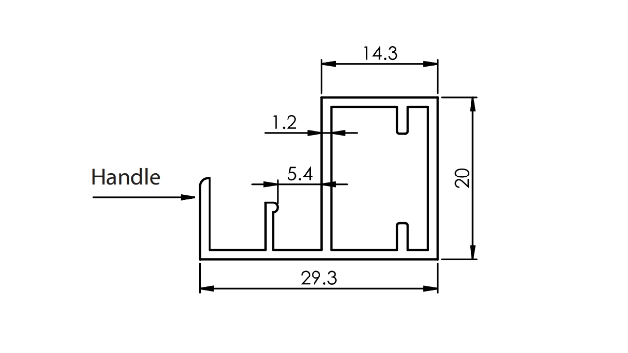 Thông Số Kỹ Thuật Khung Nhôm Cửa Kính Có Tay Nắm 3000mm Tủ Quần Áo, Tủ Bếp Imundex 7458012