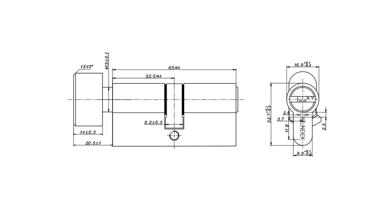 Thông Số Kỹ Thuật Ruột Khóa 1 Đầu Chìa Và 1 Đầu Vặn Oval Imundex 757.73.870