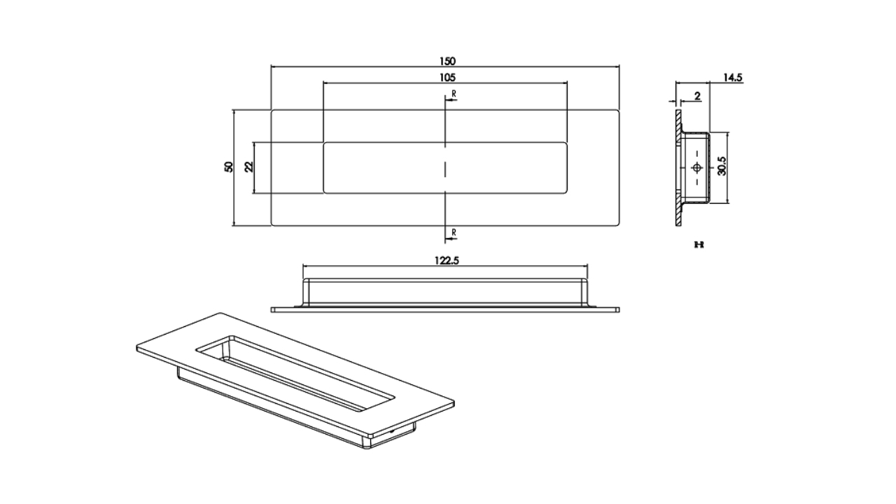 Thông Số Kỹ Thuật Tay Nắm Âm Cho Cửa Trượt Inox 304 Imundex 709.18.175