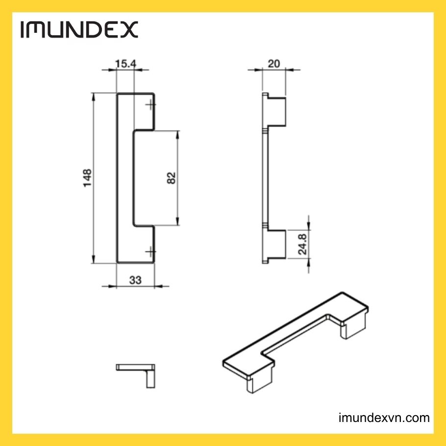 Thông số kỹ thuật Tay nắm tủ đế kim loại Imundex 7751001