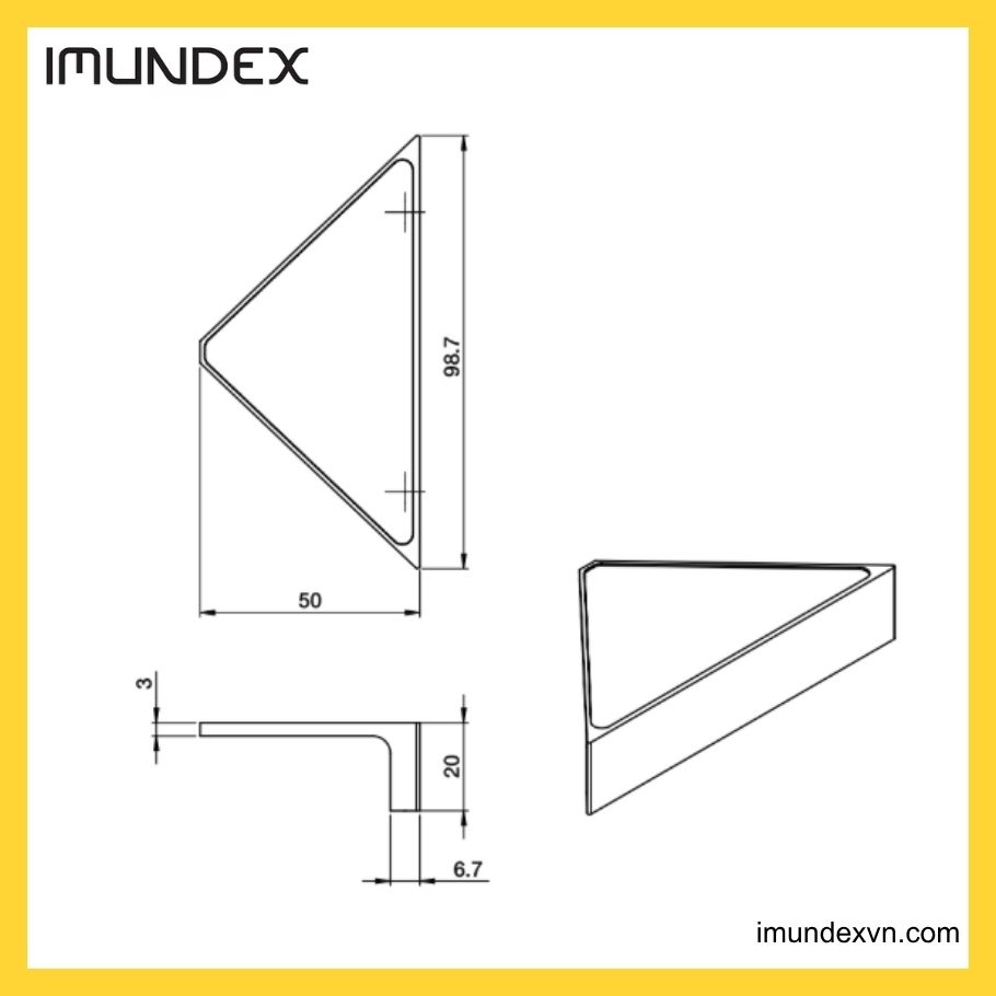 Thông số kỹ thuật Tay nắm tủ đế kim loại Imundex 7757002