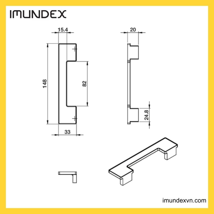 Thông số kỹ thuật Tay nắm tủ đế nâu Imundex 7757001