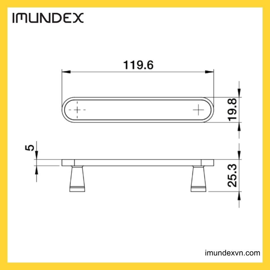 Thông số kỹ thuật Tay nắm tủ màu vàng Imundex 7748003