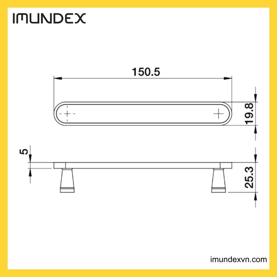 Thông số kỹ thuật Tay nắm tủ màu vàng Imundex 7748004