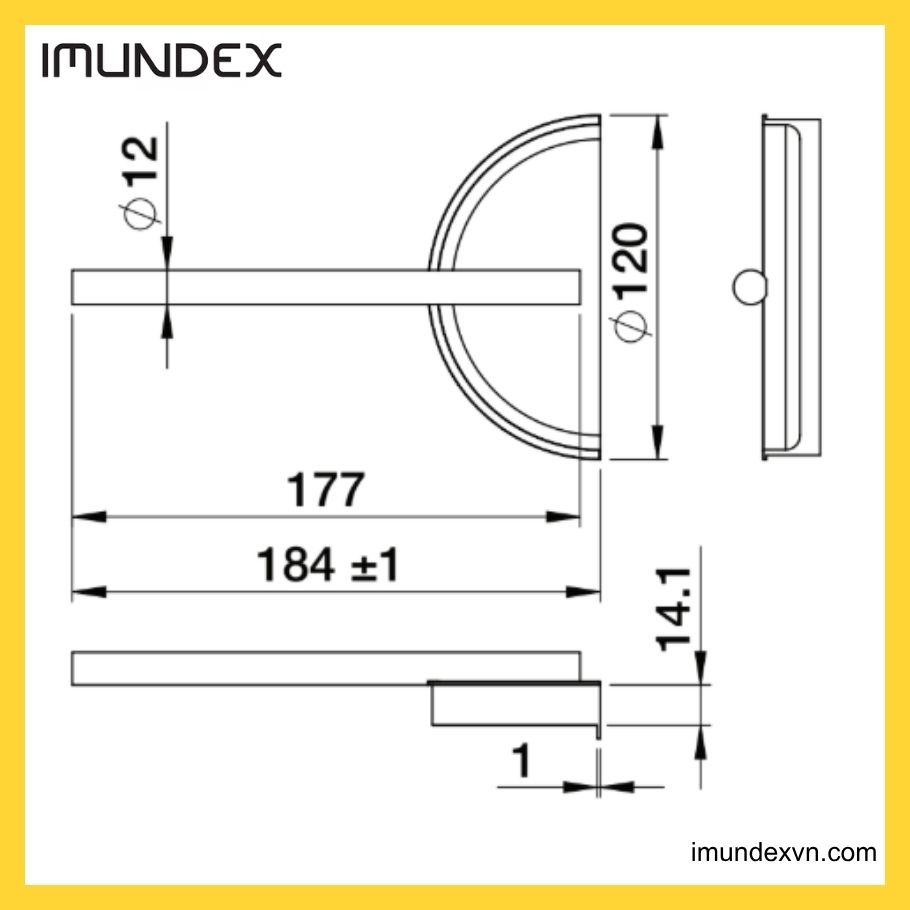 Thông số kỹ thuật Tay nắm tủ màu vàng Imundex 7758079